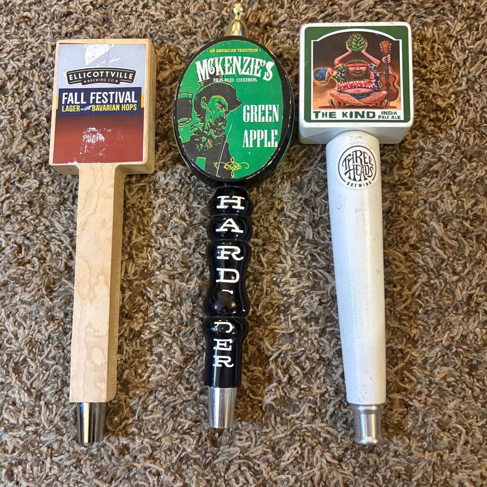 Craft Beer Tap Handles Lot of 3: Ellicottville, McKenzie's Green Apple Hard Cide